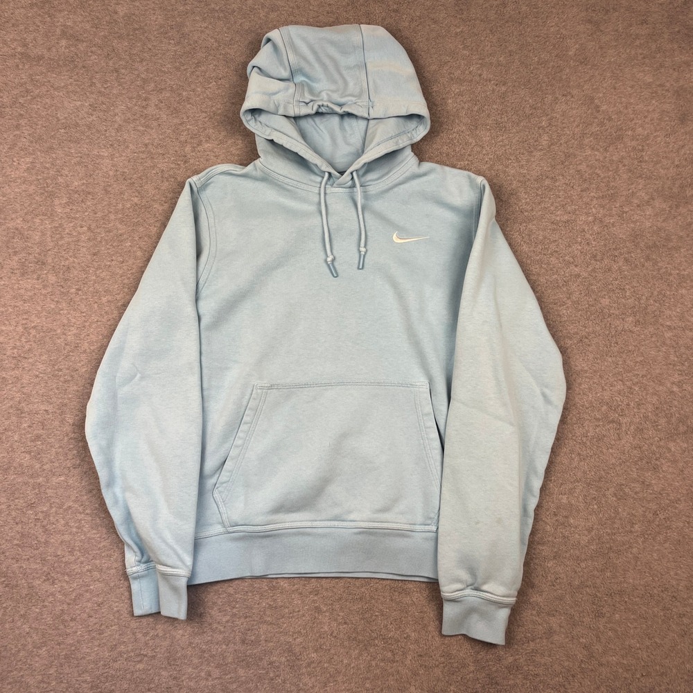 Nike Hoodie Men Small Blue Pullover Swoosh Athletic Sportswear Fleece